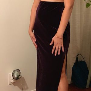 Aubergine velvet maxi skirt